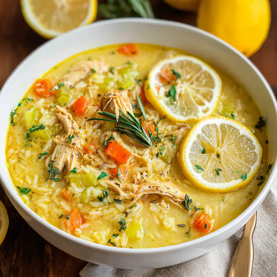 Lemon Ginger Turmeric Chicken and Rice Soup